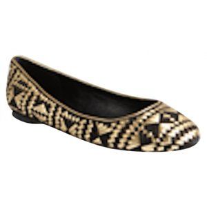 Rebecca Minkoff Black Gold Woven Leather Ballet Flats Size 7.5